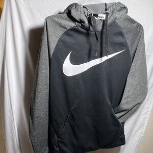NIKE Dri-Fit Hoodie Black Grey Pullover Sweatshirt SWOOSH Size Small   IN8043